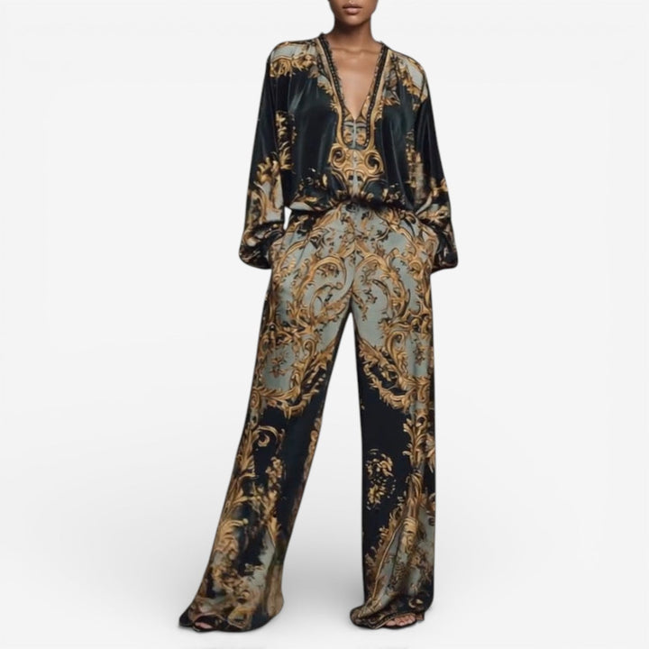 Maureen Elegant Printed Set | Ornate Fluid Co-Ord