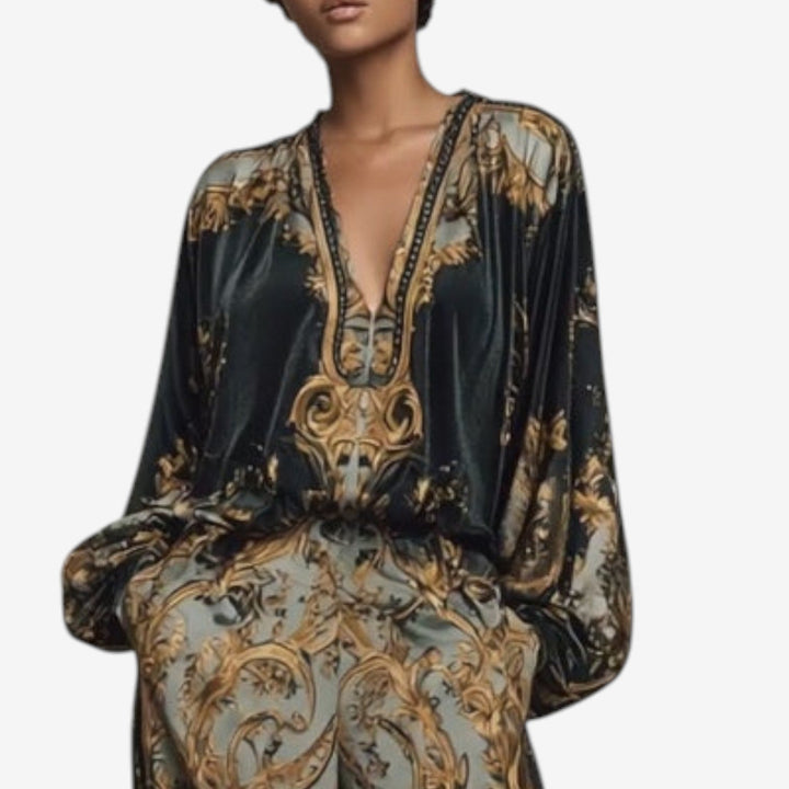 Maureen Elegant Printed Set | Ornate Fluid Co-Ord