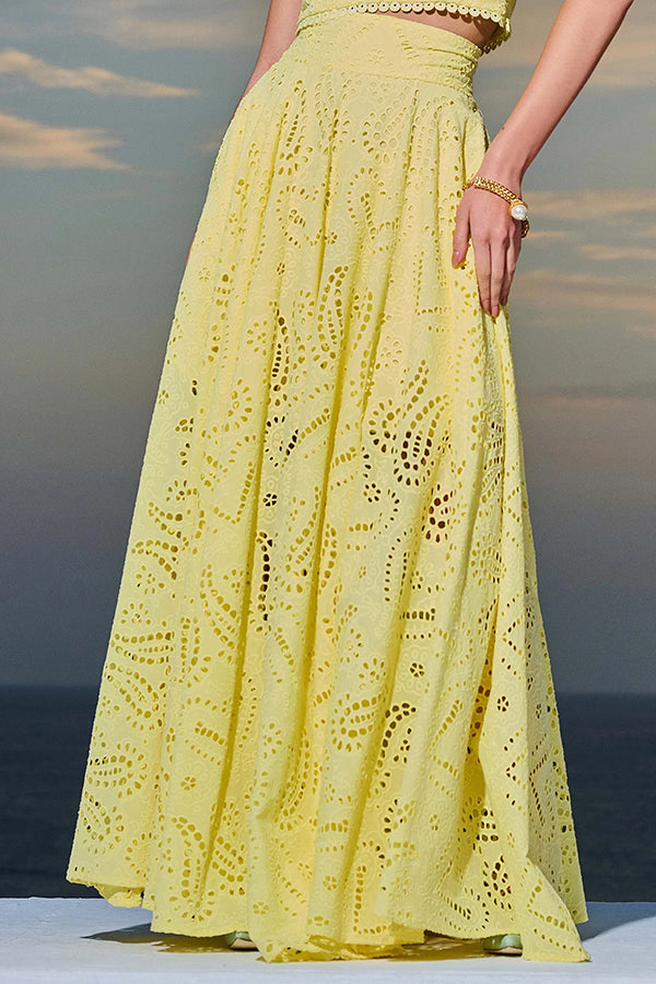 Larissa Embroidered Top & High-Waist Maxi Skirt Set | Elegant Two Piece Outfit