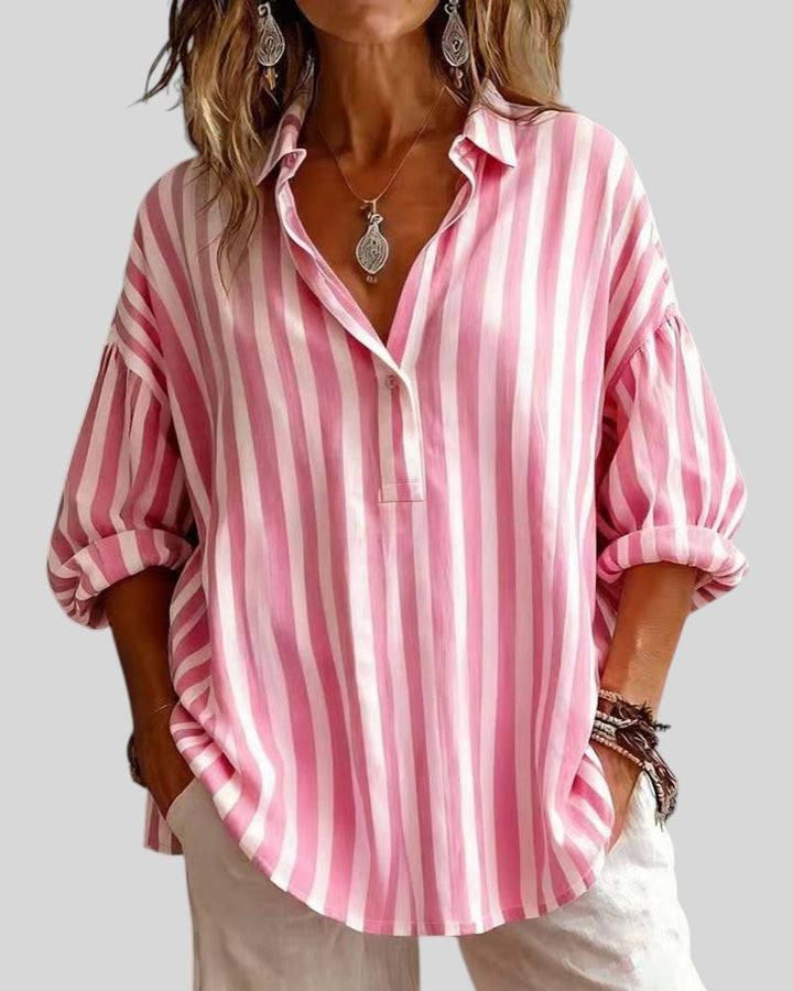 Nora | Blusa Holgada a Rayas con Cuello