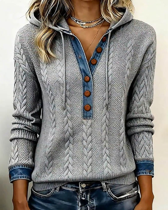 Norissea | Sudadera con capucha de punto y botones delanteros