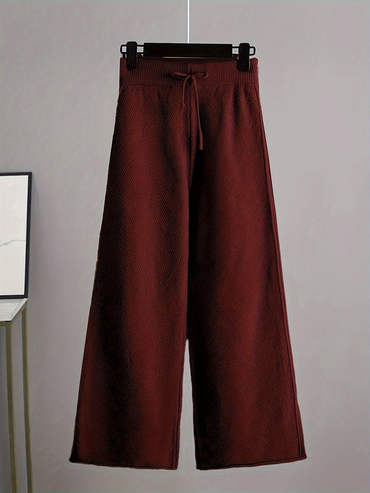 Emily Cozy Knit Loungewear Set | Relaxed Sweater and Wide-Leg Trousers