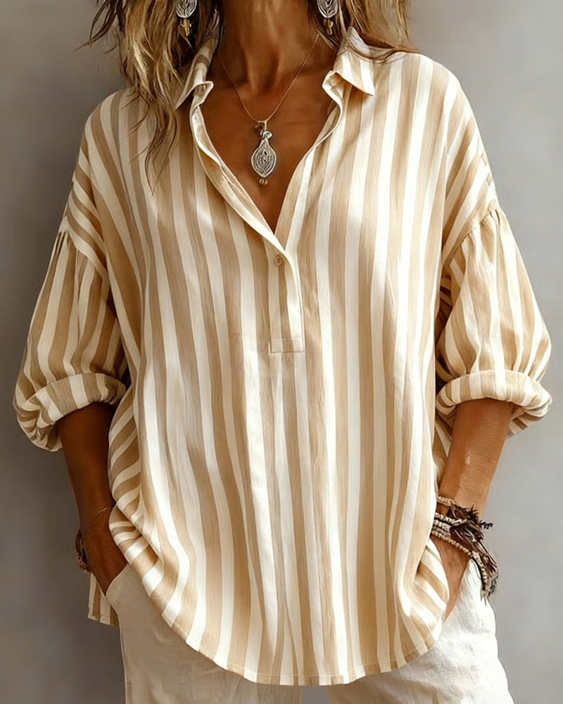 Nora | Blusa Holgada a Rayas con Cuello