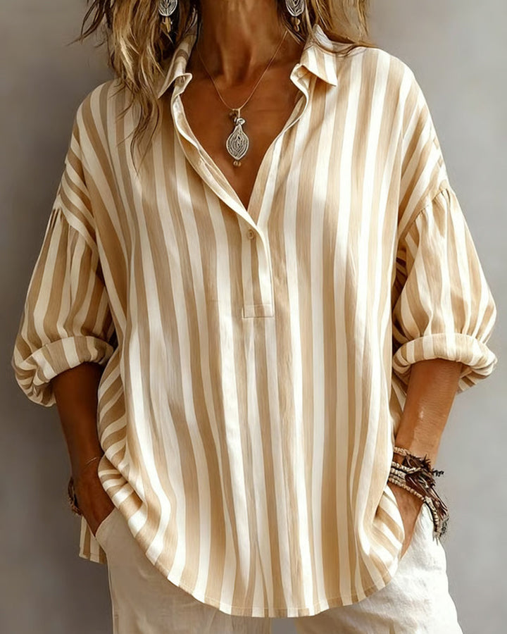 Nora | Blusa Holgada a Rayas con Cuello