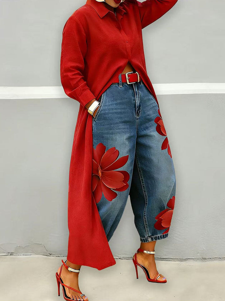 Sophia | Pantalones anchos elegantes con estampado floral