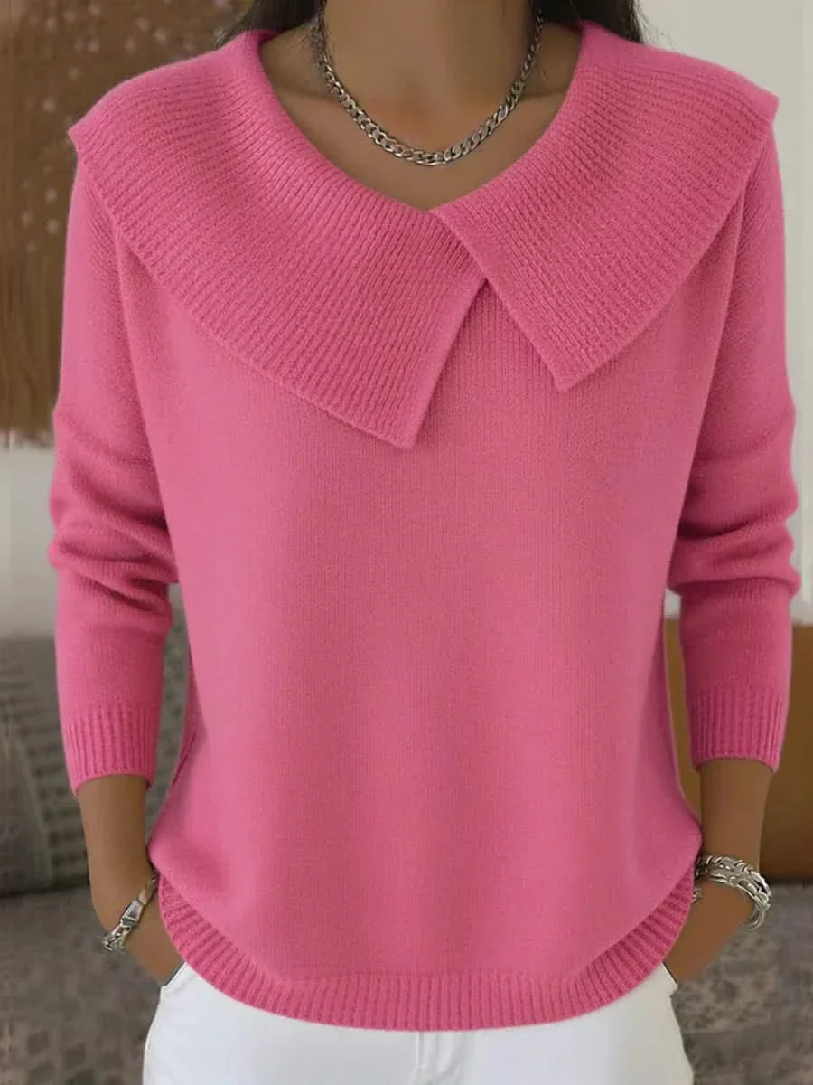 Odette | Suéter rosa com gola canelada