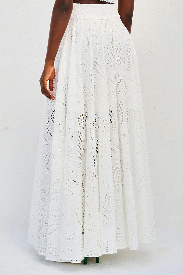 Larissa Embroidered Top & High-Waist Maxi Skirt Set | Elegant Two Piece Outfit