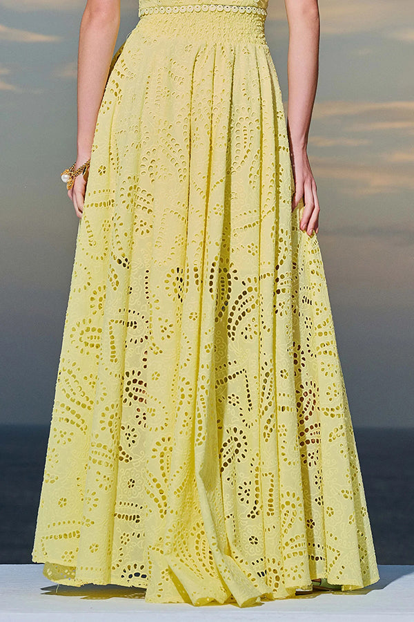Larissa Embroidered Top & High-Waist Maxi Skirt Set | Elegant Two Piece Outfit