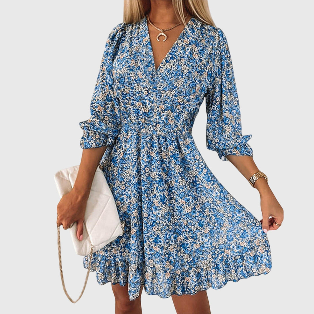 Elisa | Vestido Floral com Mangas Bufantes