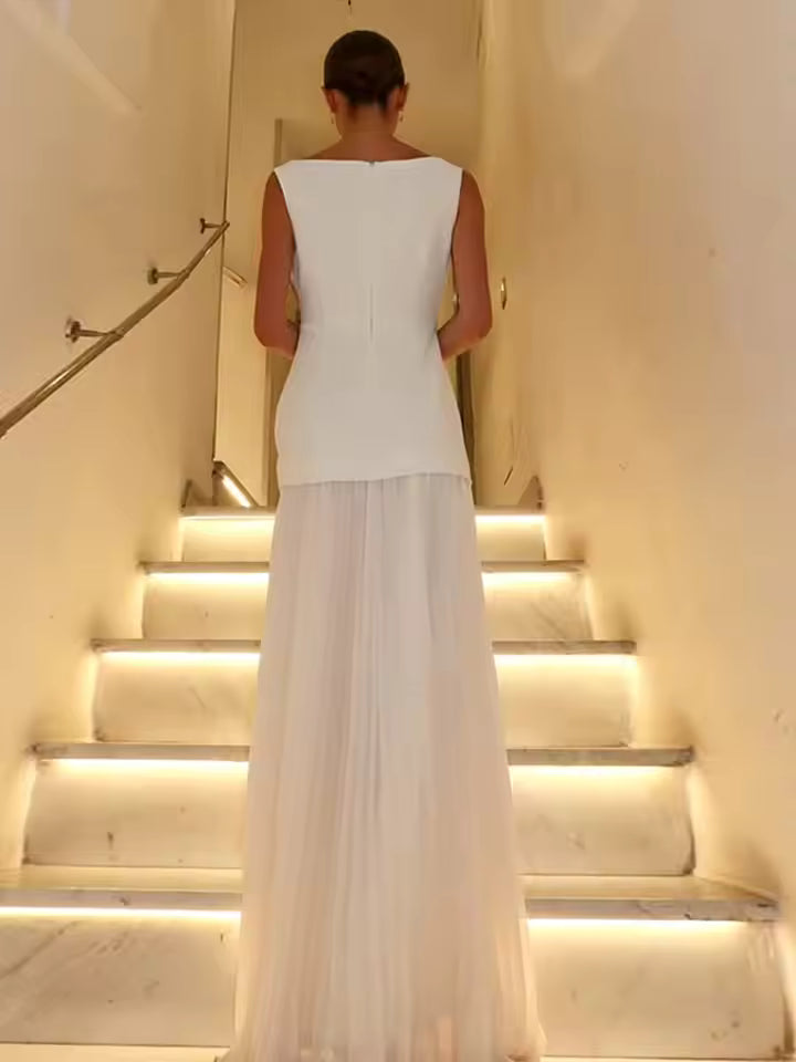Rowina | Vestido sin Mangas con Pliegues Fluidos