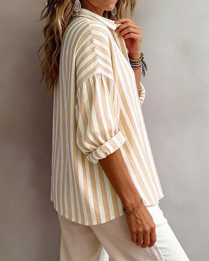 Nora | Blusa Holgada a Rayas con Cuello