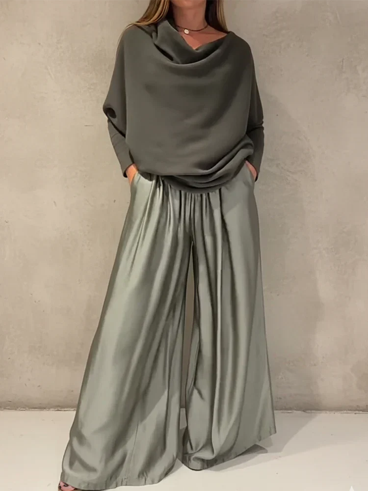 Conjunto Georgina Elegante con Hombros Descubiertos | Sofisticación Moderna con un Drapeado Impecable