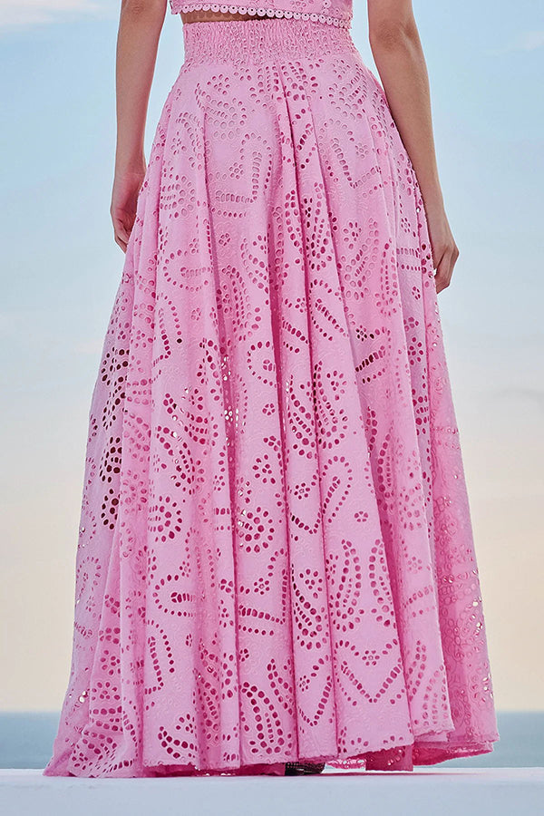 Larissa Embroidered Top & High-Waist Maxi Skirt Set | Elegant Two Piece Outfit
