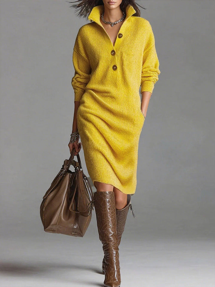 Britt | Vestido Midi Chic de Punto Canalé
