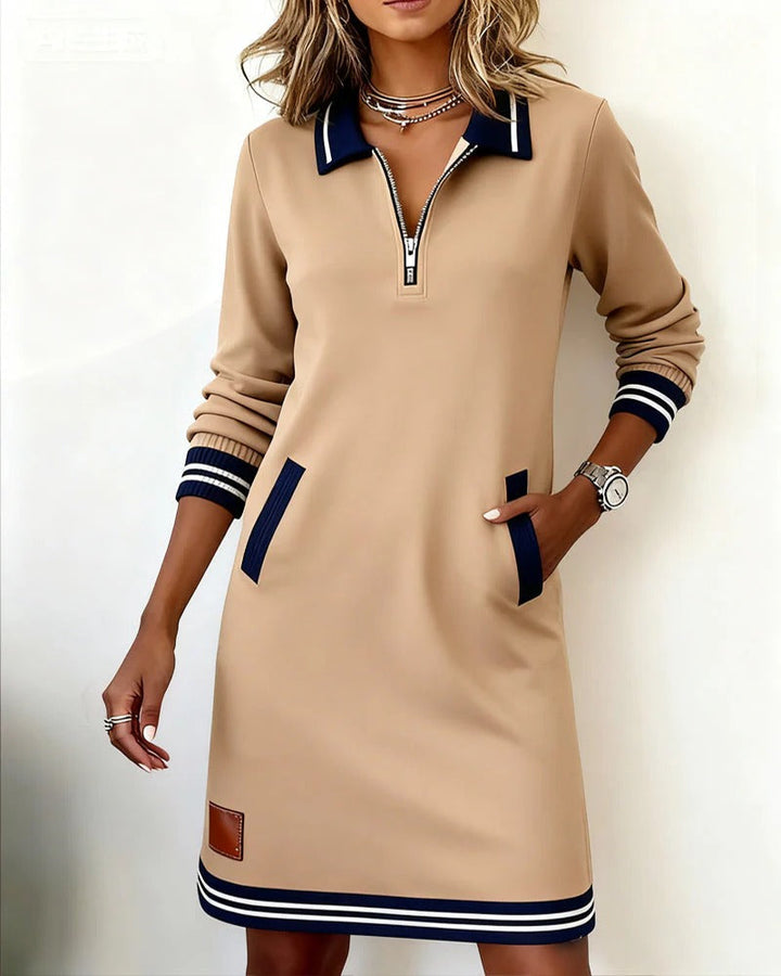 Vestido de Algodão com Mangas Longas e Chique