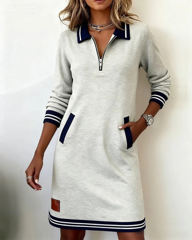 Vestido de Algodão com Mangas Longas e Chique