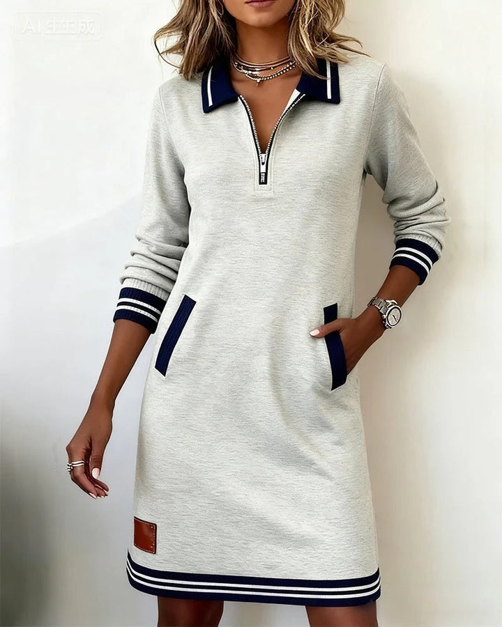 Vestido de Algodão com Mangas Longas e Chique