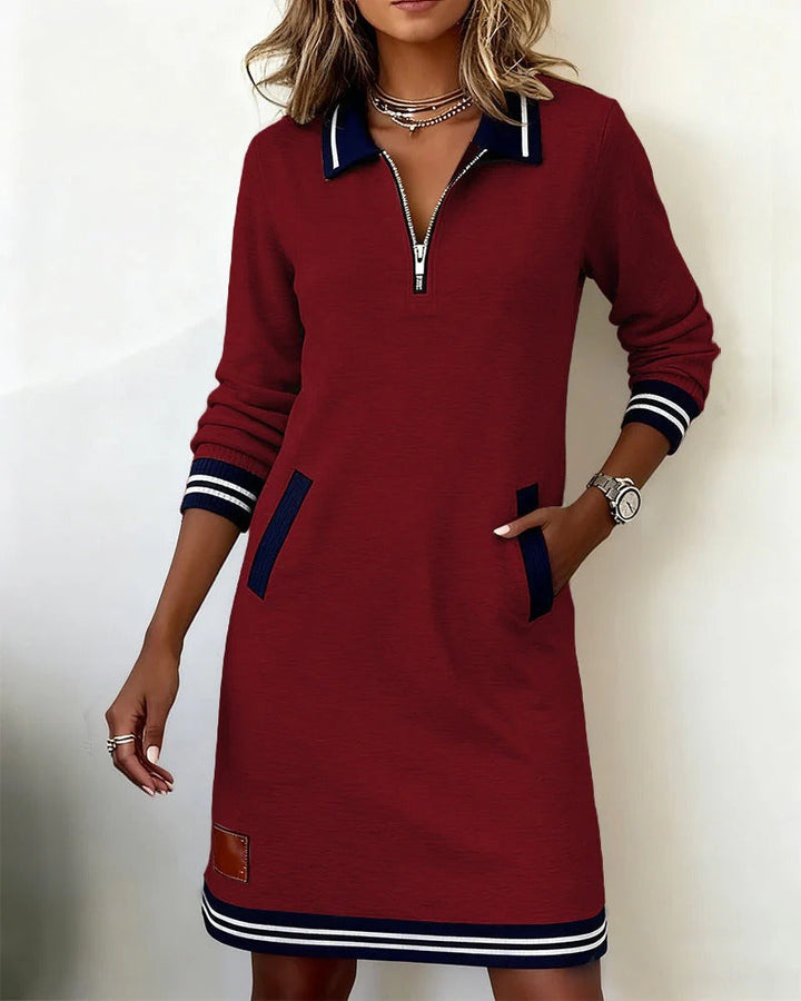 Vestido de Algodão com Mangas Longas e Chique