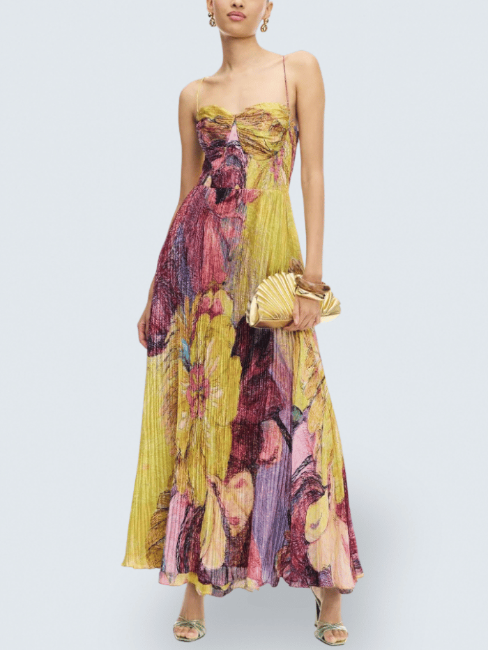 Kiara | Vestido Maxi con Estampado Ikat Multicolor
