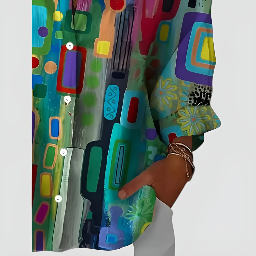 Ava blouse with geometric pattern