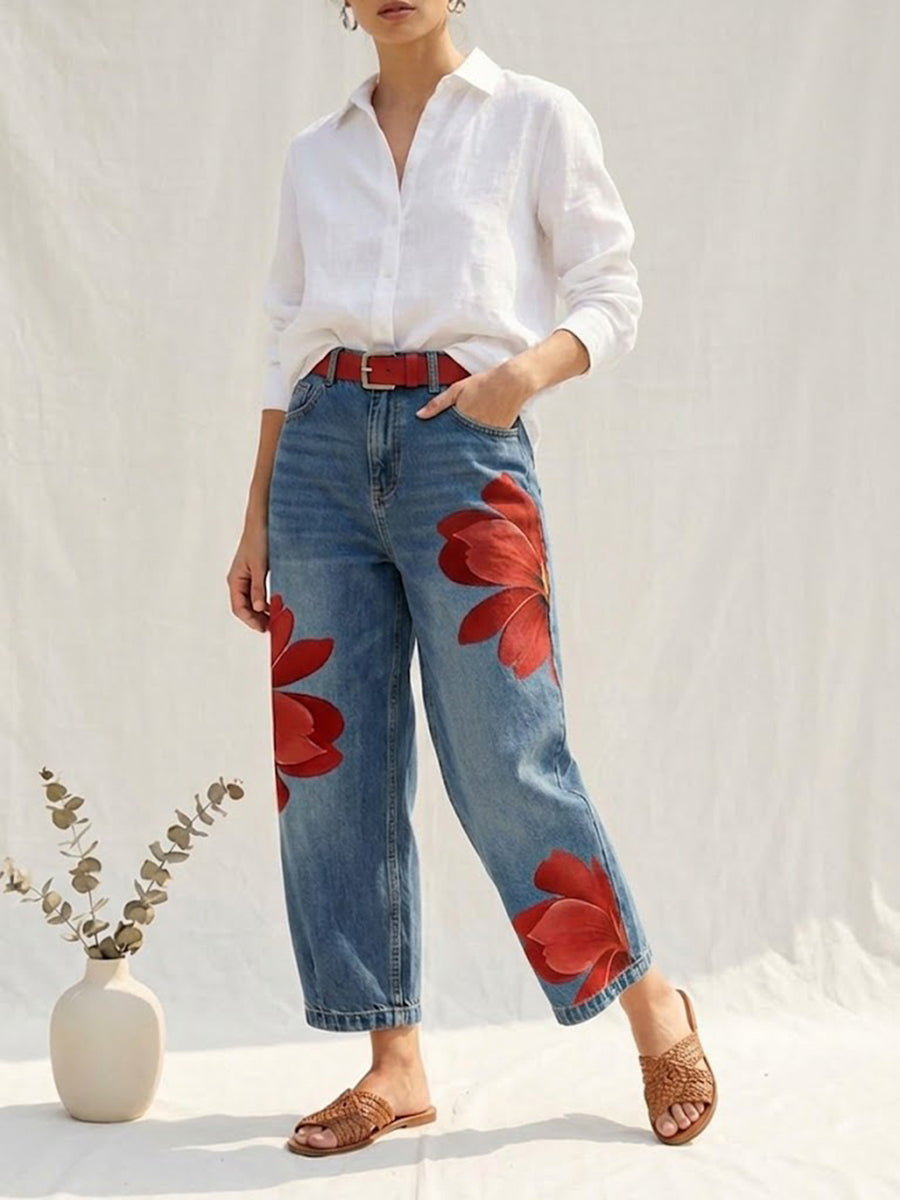 Sophia | Pantalones anchos elegantes con estampado floral