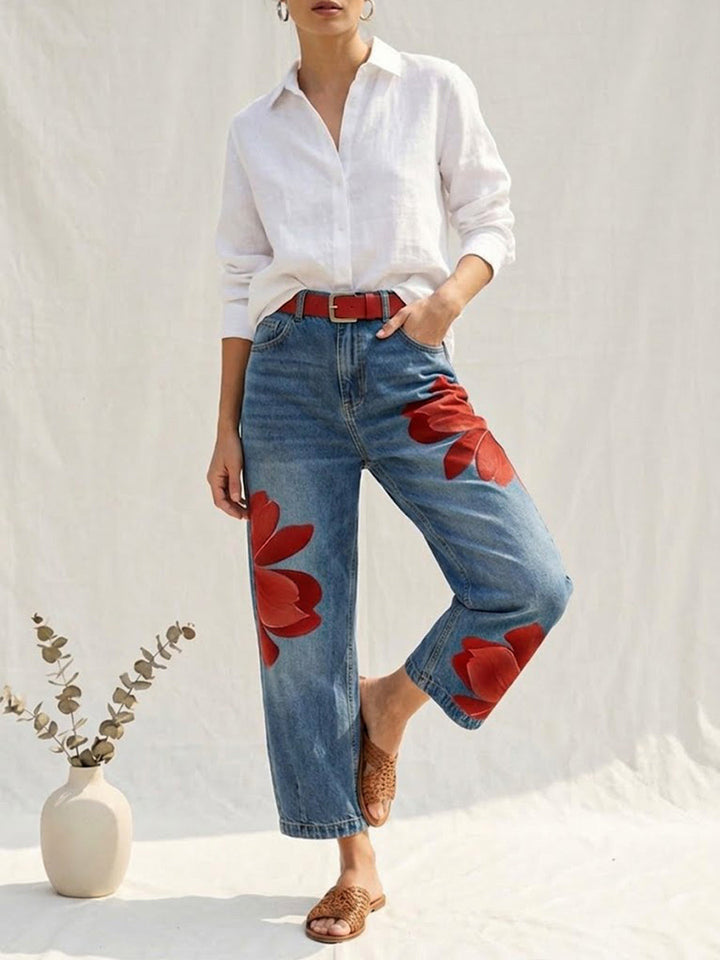 Sophia | Pantalones anchos elegantes con estampado floral