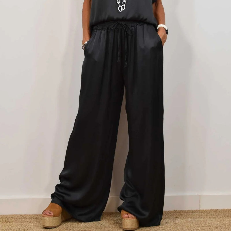Conjunto Elegante de Dos Piezas Rita | Blusa Fluida y Pantalones de Pierna Ancha