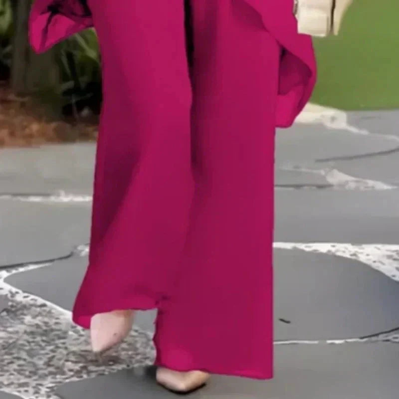 Conjunto Elegante de Dos Piezas Herlene | Top en Capas y Pantalones de Pierna Ancha