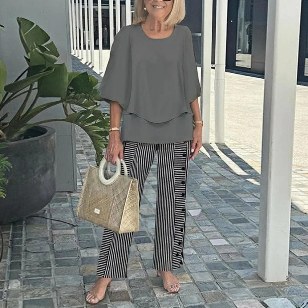 Conjunto Wenda sin esfuerzo de dos piezas | Top holgado y pantalones de pierna ancha