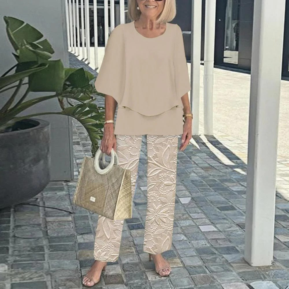 Conjunto Wenda sin esfuerzo de dos piezas | Top holgado y pantalones de pierna ancha