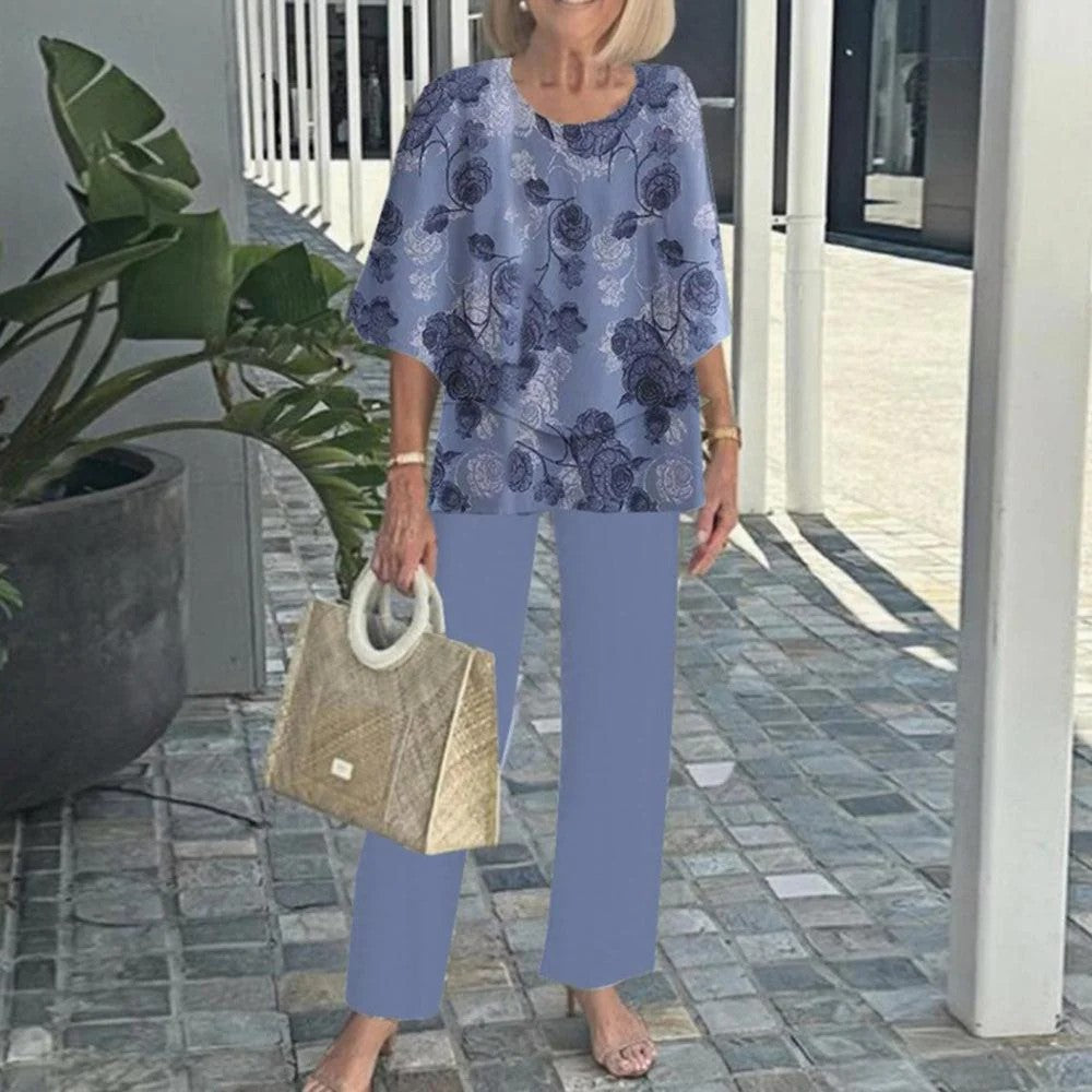 Conjunto Wenda sin esfuerzo de dos piezas | Top holgado y pantalones de pierna ancha