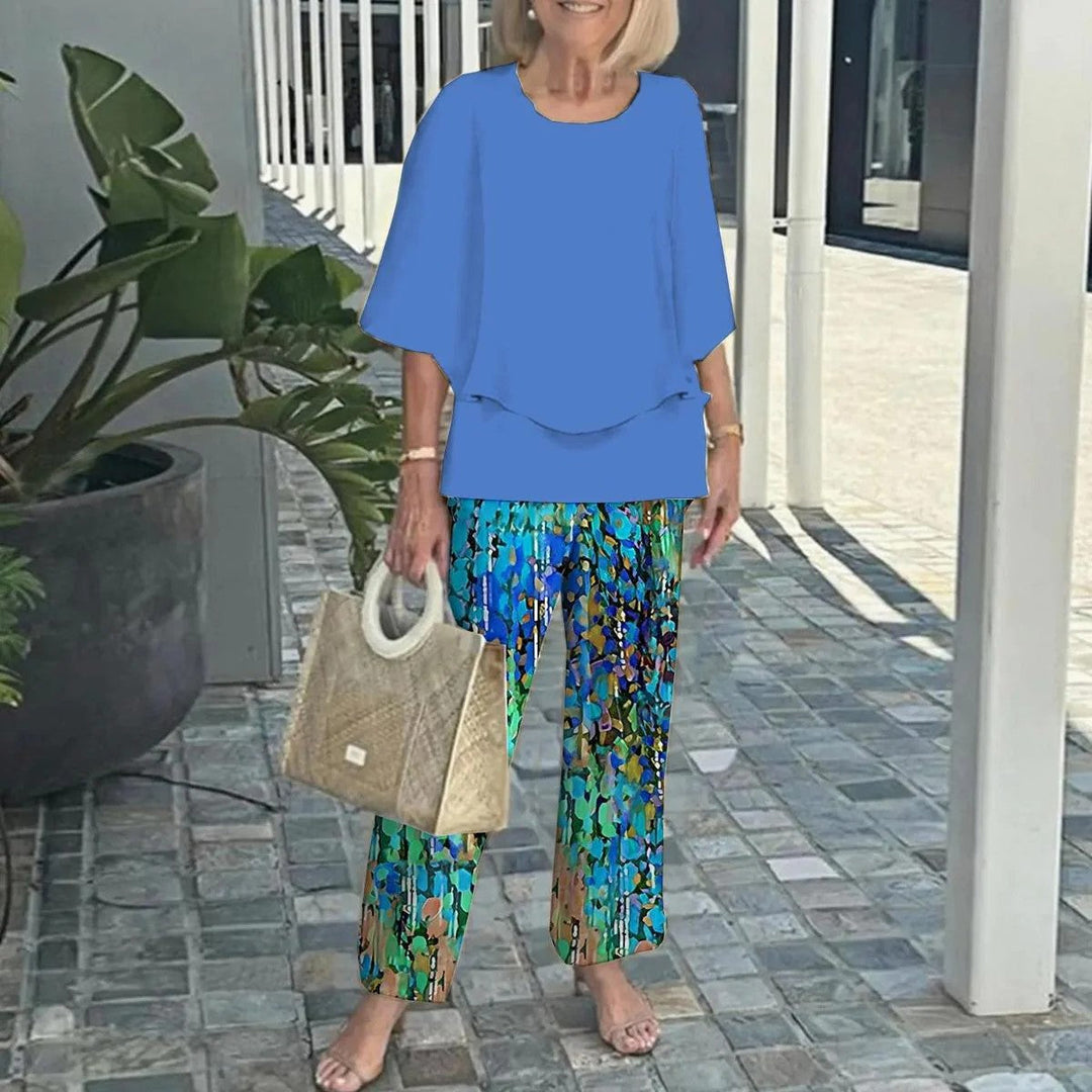 Conjunto Wenda sin esfuerzo de dos piezas | Top holgado y pantalones de pierna ancha
