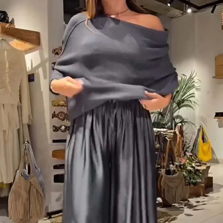 Conjunto Georgina Elegante con Hombros Descubiertos | Sofisticación Moderna con un Drapeado Impecable
